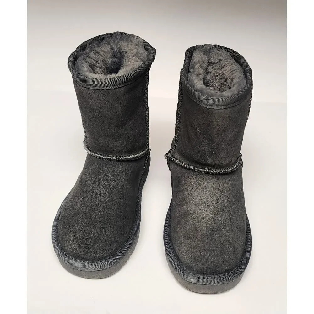 Dream Paris Girls Shorty-K Mid Calf Winter Snow Boots Gray Size 12